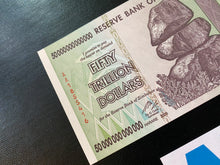 Load image into Gallery viewer, Authentic 50 Trillion Zimbabwe Banknote - uncirculated AA 2008 P-90
